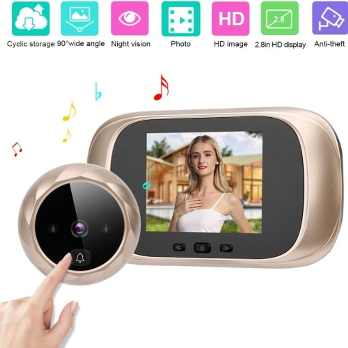 PUREPOWER - Mirilla de puerta digital inalámbrica con visión nocturna