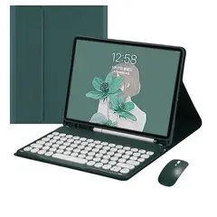 PUREPOWER - Funda con Ñ teclado y Mouse para iPad 9, 8 o 7 de 10.2"- Verde