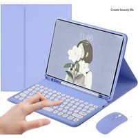 Funda teclado y Mouse para iPad 9, 8 o 7 de 10.2 pulgadas - Violeta..