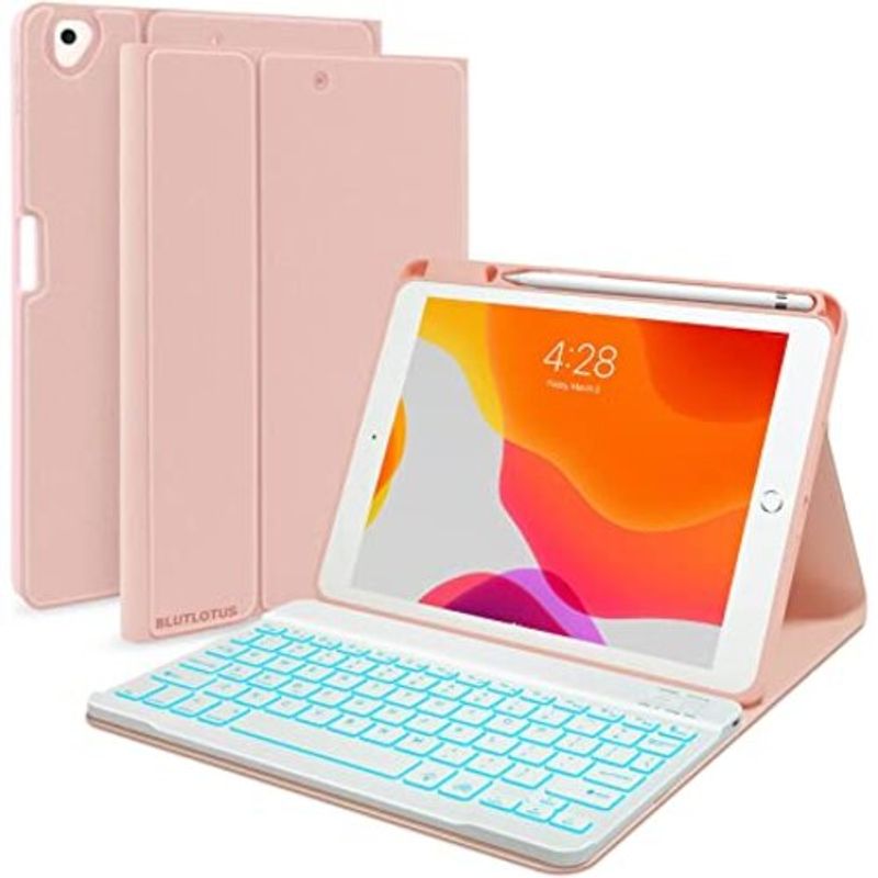 PUREPOWER - Funda con teclado iPad 9 8 o 7 - Rosado