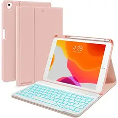 PUREPOWER - Funda con teclado iPad 9 8 o 7 - Rosado