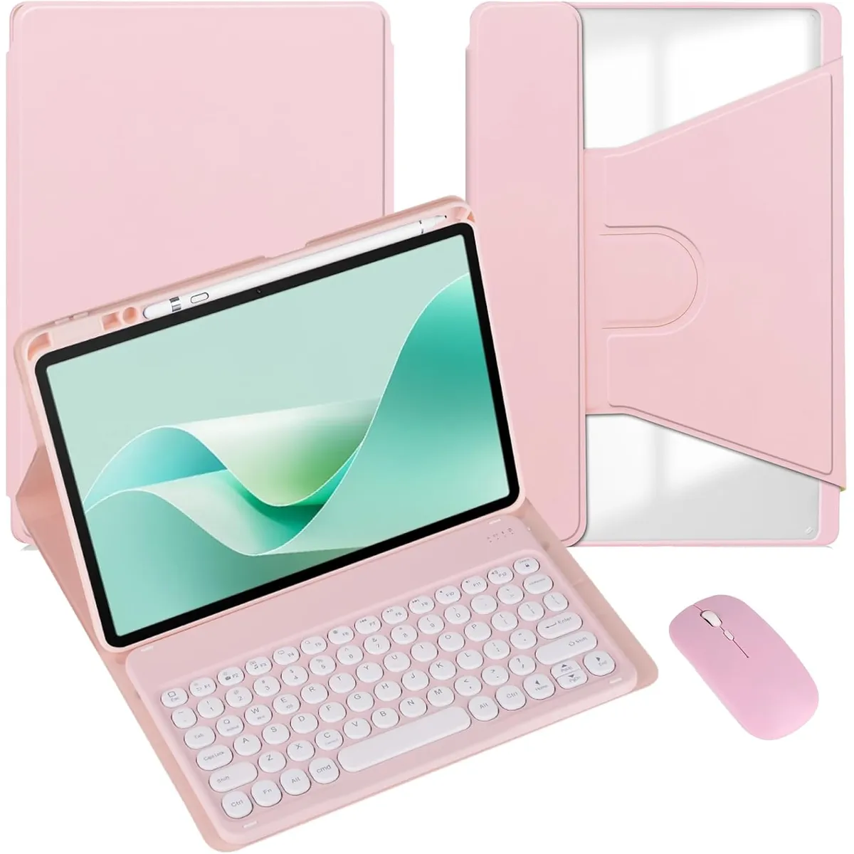 PUREPOWER - Funda con Ñ teclado giratoria de 360 grados y Mouse para iPad 9, 8 o 7 de 10.2"