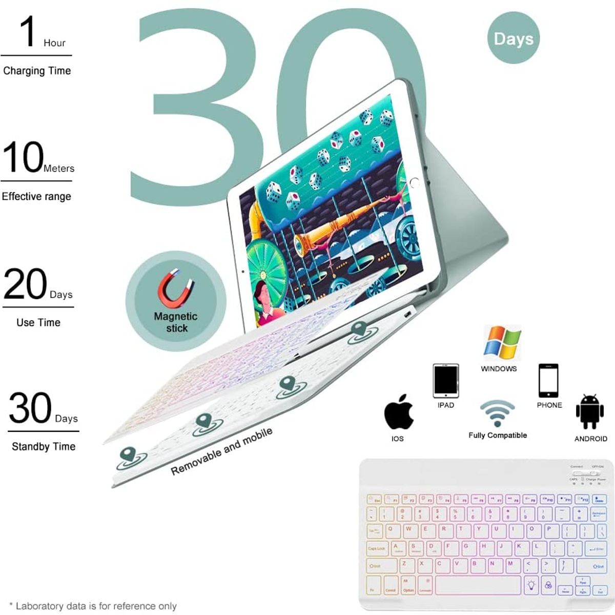 PUREPOWER - Funda con Ñ teclado de backlight y Mouse para iPad 9/8/ 7 10.2 "