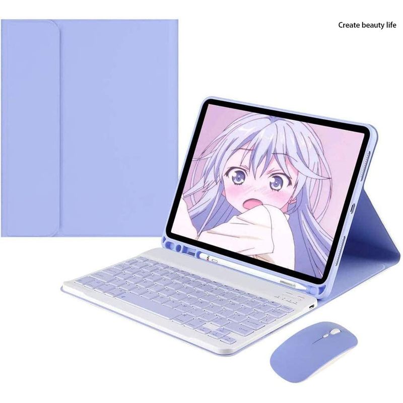 PUREPOWER - Funda giratoria con teclado para iPad Pro 11 - Morado.