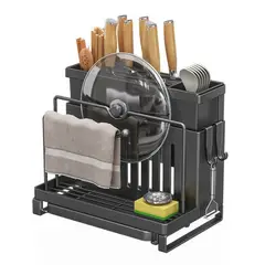 CRUSEC - Organizador De Cubiertos Estante Escurridor Tabla de Cortar