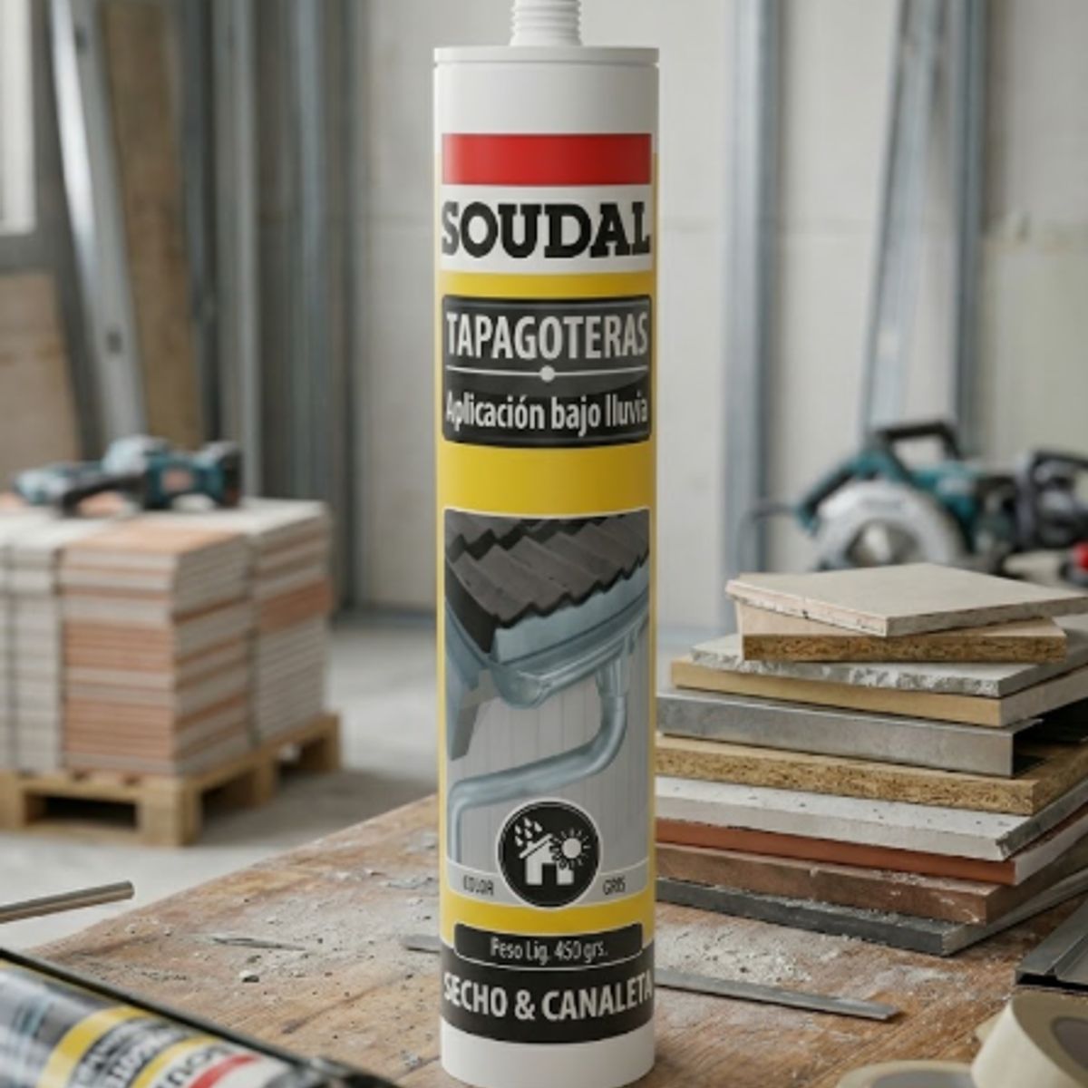 GENERICO - Sellador Tapagoteras Gris 300 Ml. Soudal Aplicación Bajo La Lluvia