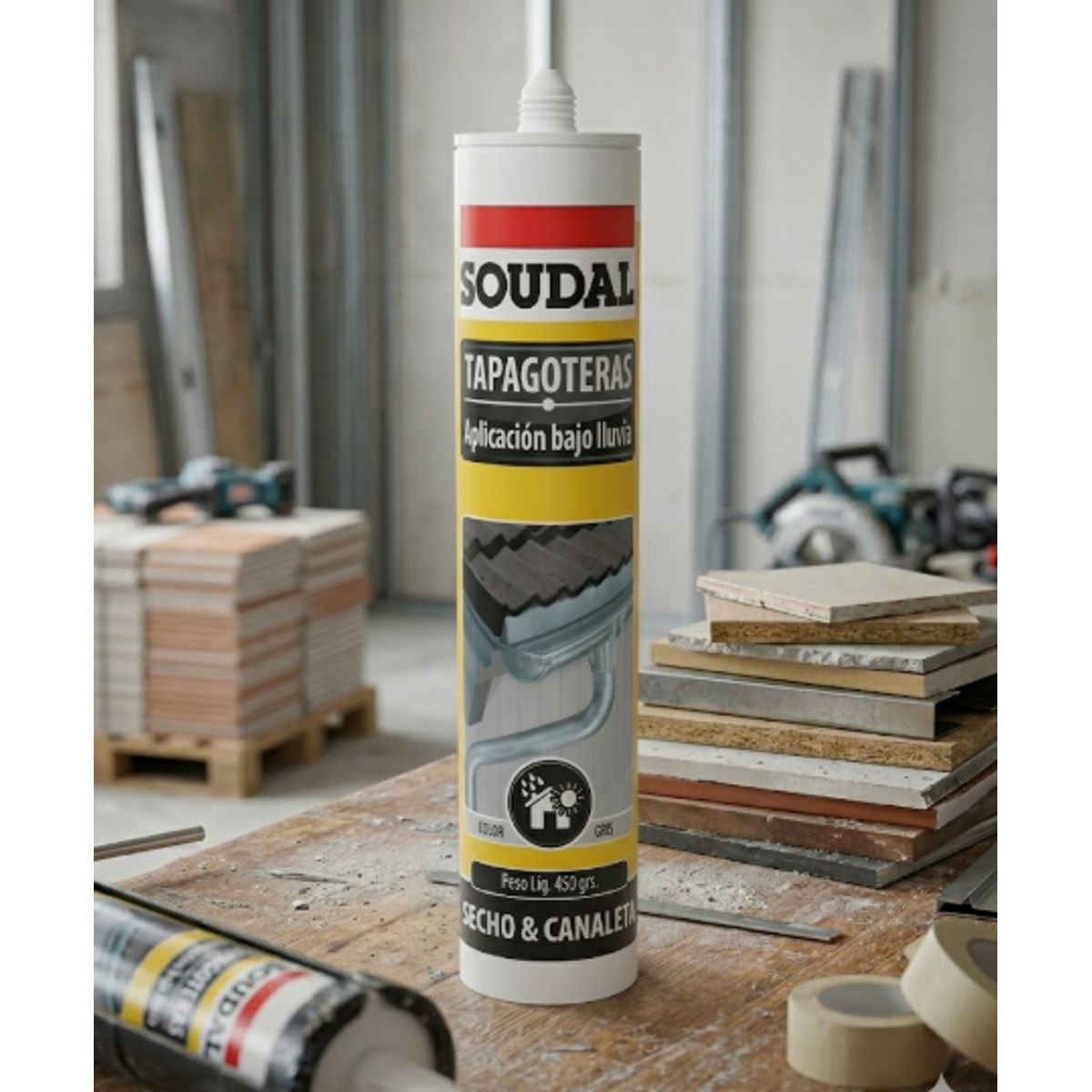 GENERICO - Sellador Tapagoteras Gris 300 Ml. Soudal Aplicación Bajo La Lluvia