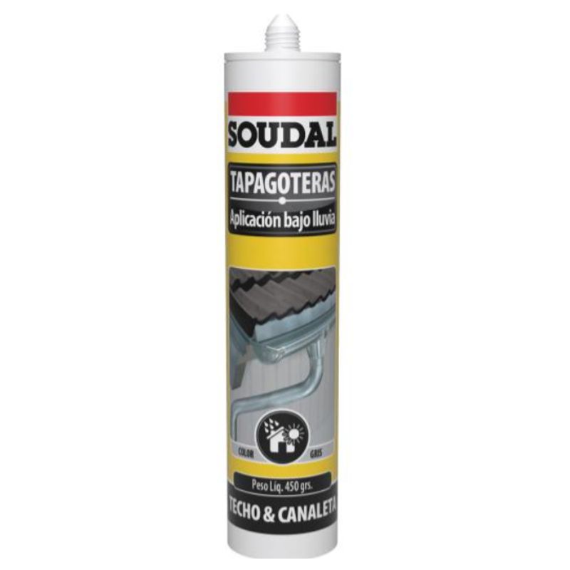 GENERICO - Sellante Tapagoteras Gris 300 Ml. Soudal Aplicaciòn. Bajo La Lluvia