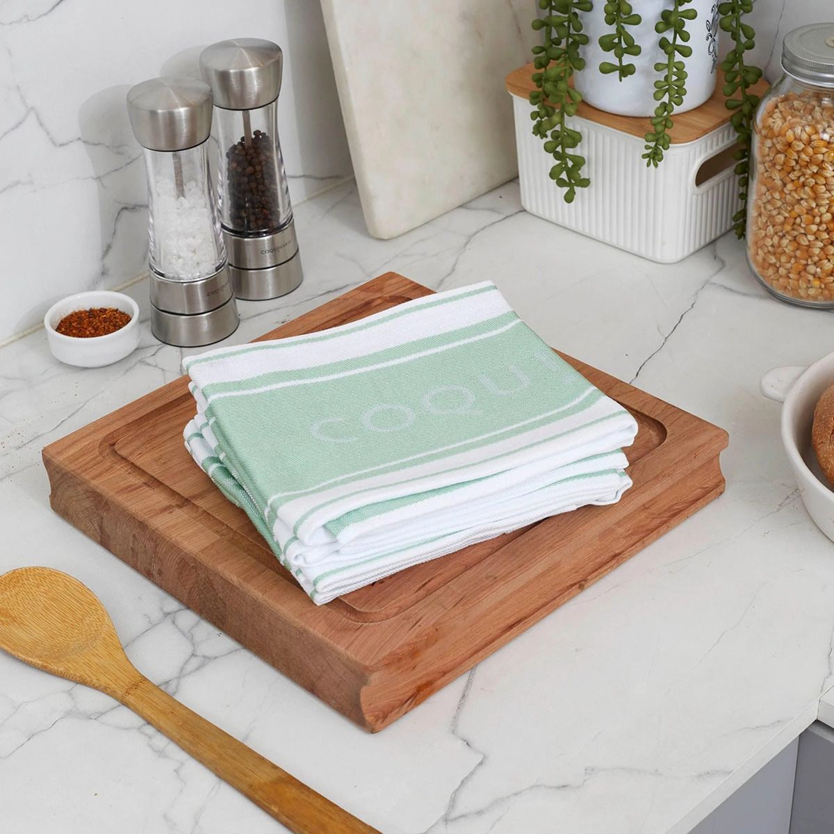 COQUINARIA - Set 4 Paños de Cocina Verdes Coquinaria