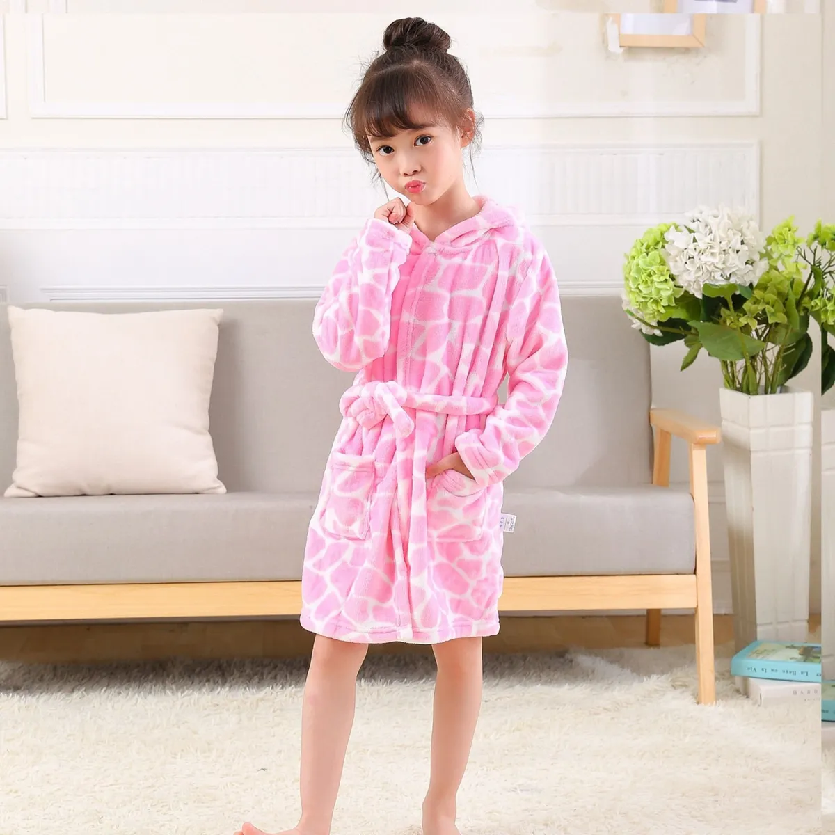 JUMP KIDS - Bata de Baño Capucha y Bolsillos Niña Polar Rosado