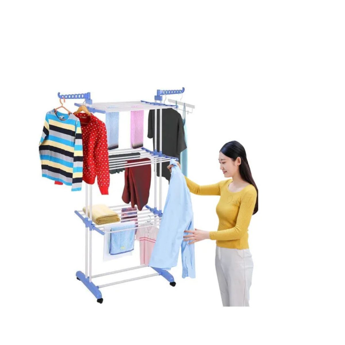 GENERICO - Tendedero Colgador Secador De Ropa Plegable de 3 Niveles con alas