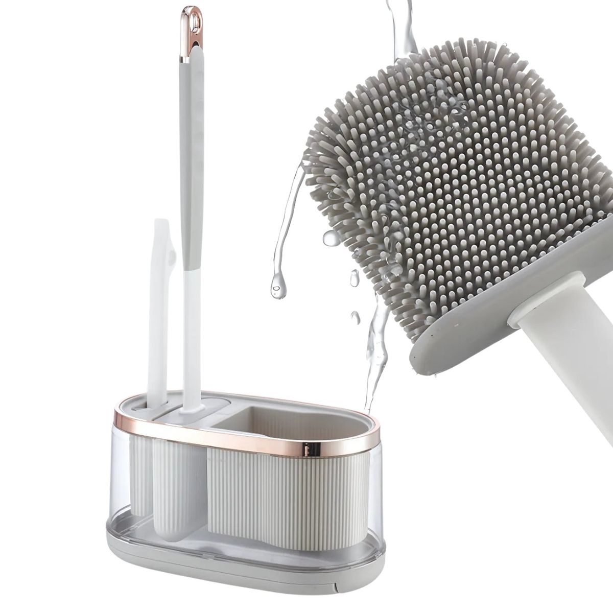 CRUSEC - Cepillo Escobilla De Baño De Silicona Con Base