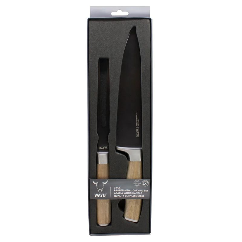 WAYU - cuchillo + tenedor wayu color marrón