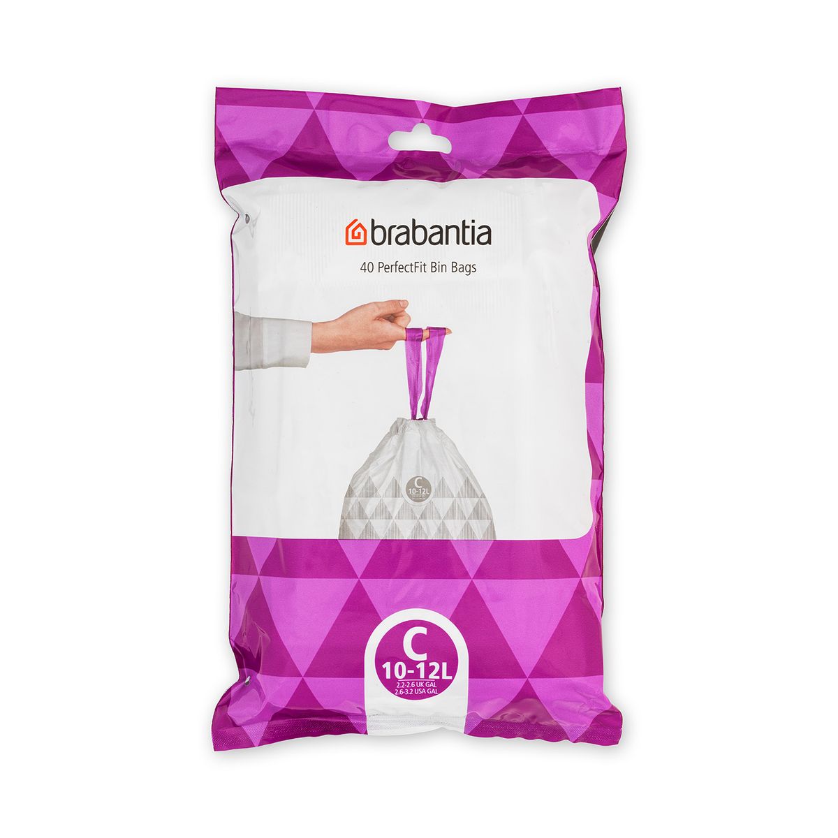 BRABANTIA - Bolsas de basura PerfectFit C 10-12 LT 40 bolsas