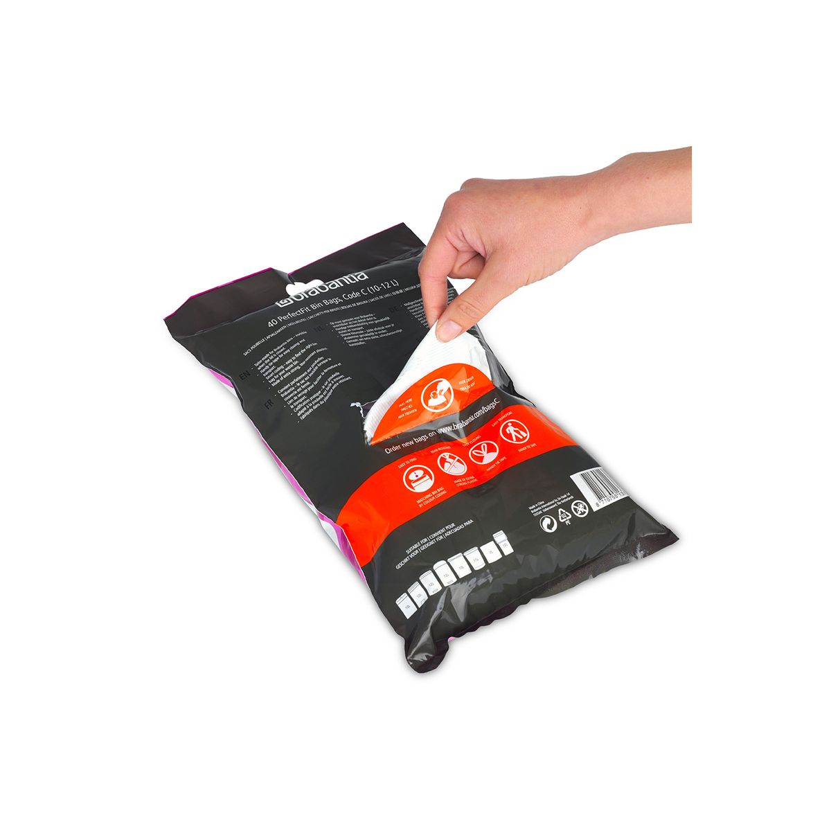 BRABANTIA - Bolsas de basura PerfectFit C 10-12 LT 40 bolsas