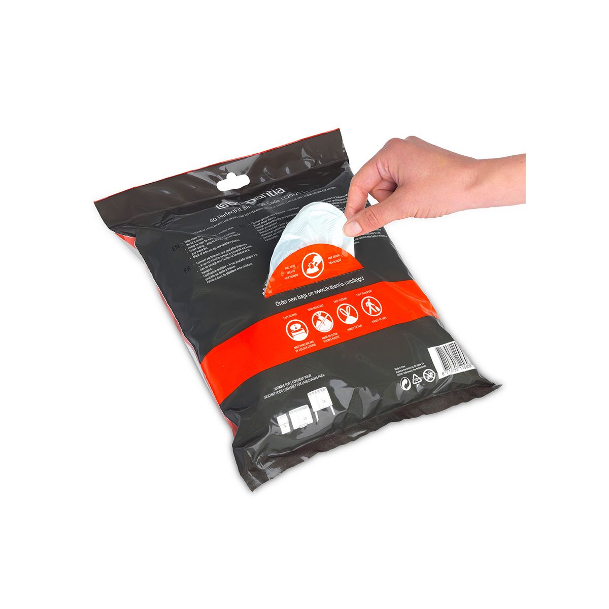 BRABANTIA - Bolsas de basura PerfectFit  J 23 LT 40 bolsas dispensador