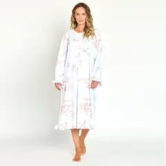 BARBIZON - Camisa de Dormir Tradicional Luz Blanco Estampado