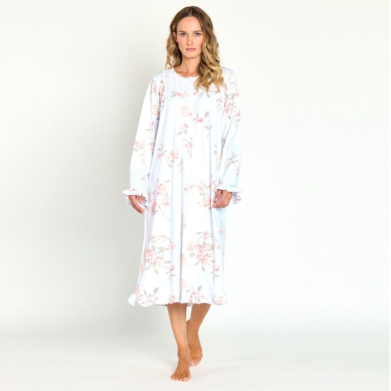 BARBIZON - Camisa de Dormir Tradicional Luz Blanco Estampado