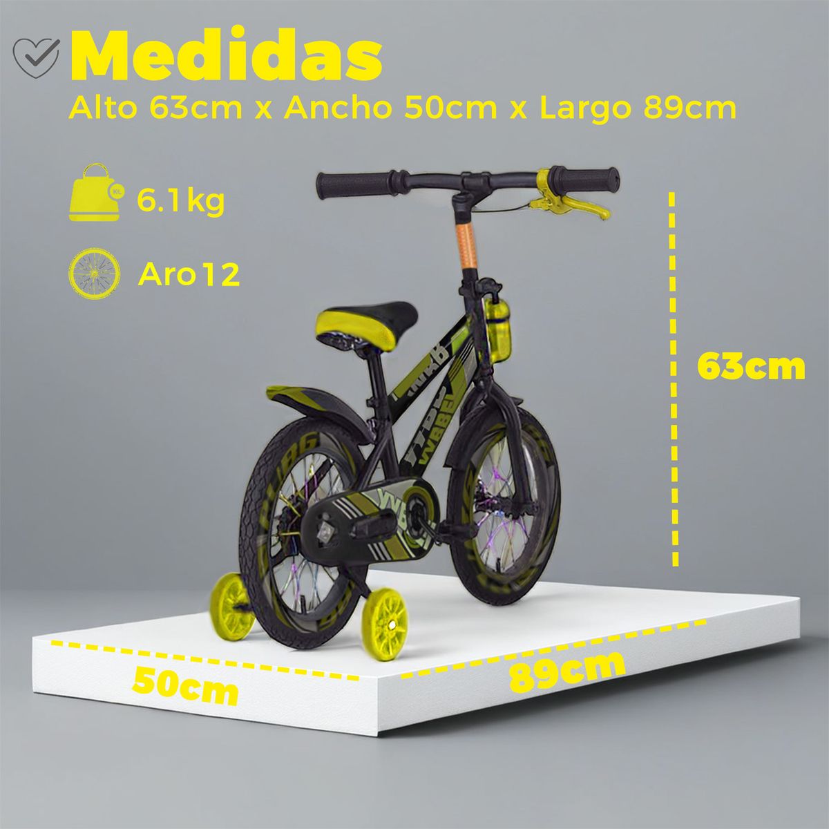 ALPHA - Bicicleta Niño Infantil Montain Bike MTB Con Ruedas Aro 12