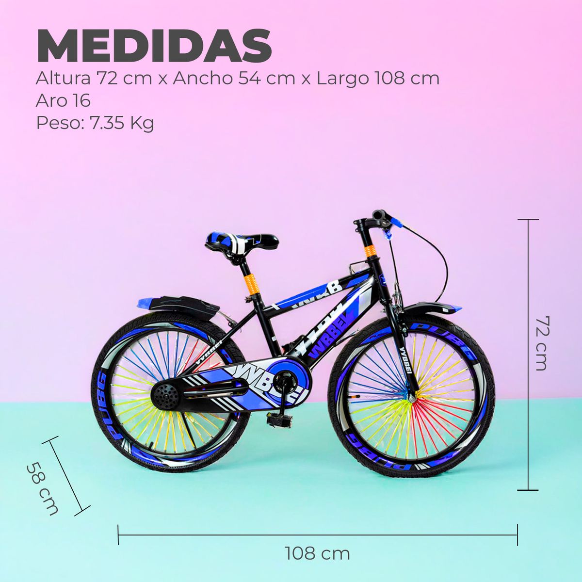 ALPHA - Bicicleta Niño Infantil Montain Bike MTB Con Ruedas Aro 16