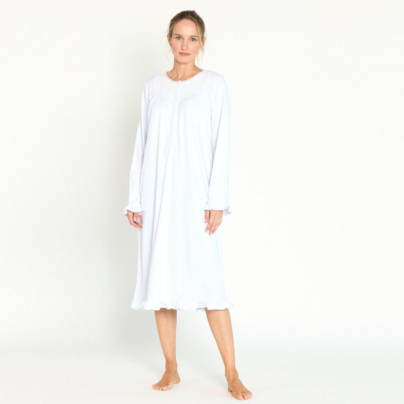 BARBIZON - Camisa de Dormir Tradicional Luz Blanco