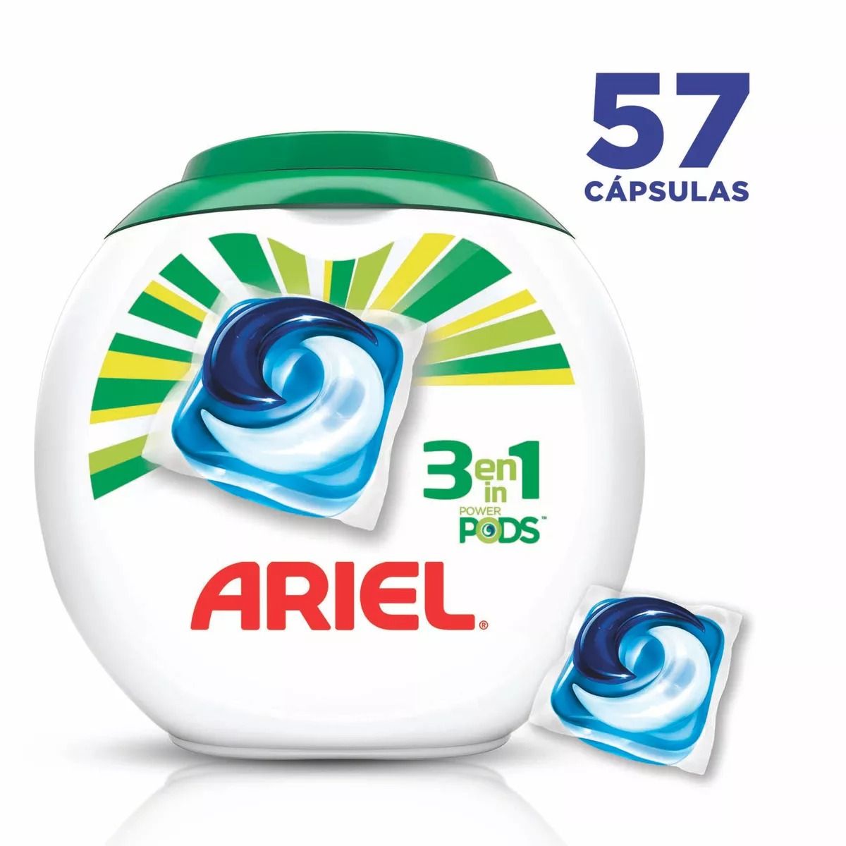 ARIEL - Cápsulas De Detergente Ariel Pods 3 En 1, - 57 Capsulas