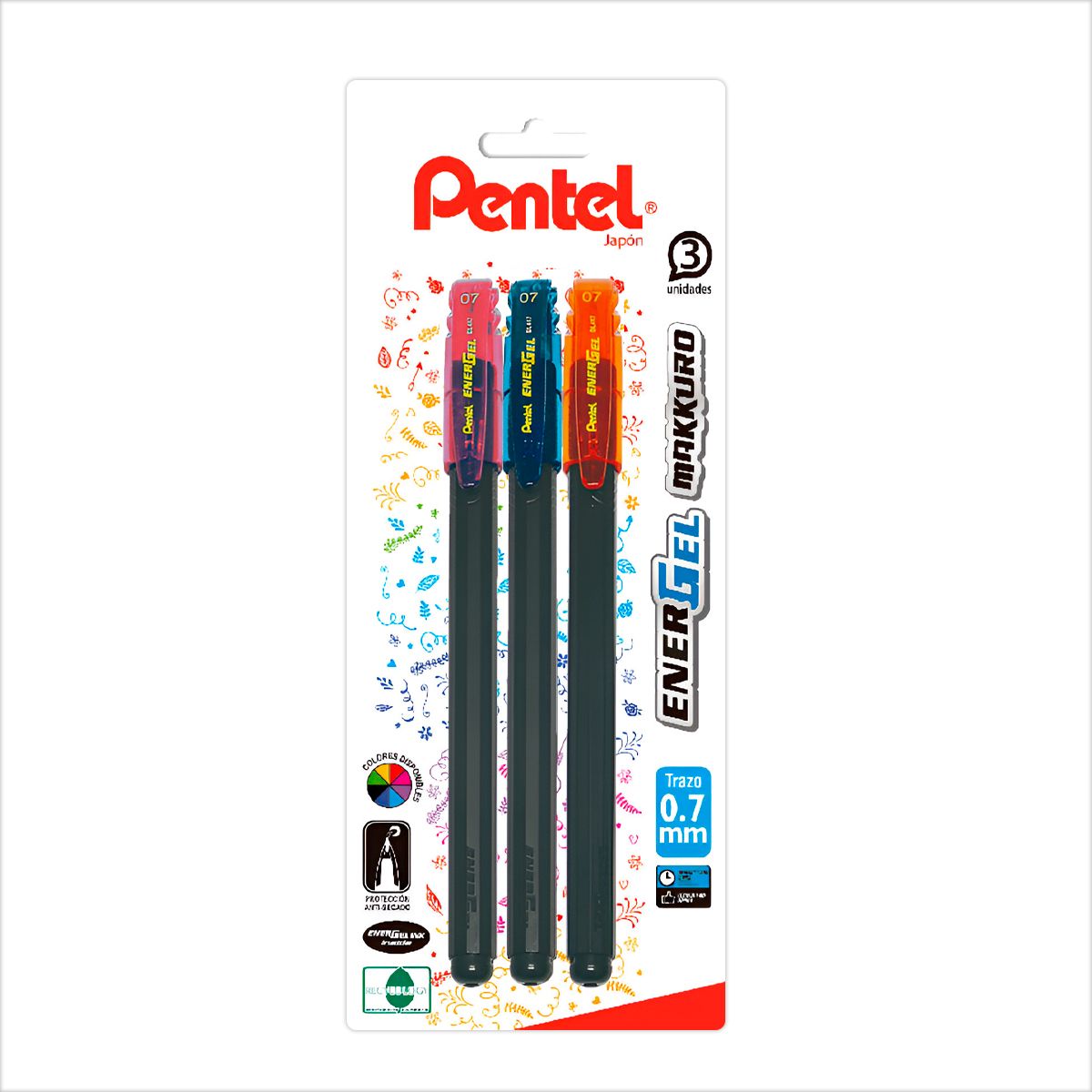 PENTEL - Set Lapices Pentel Makkuro 07mm Color Fancy P-B-O