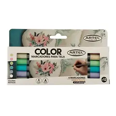 ARTEL - Marcadores de Tela 6 Colores Pastel