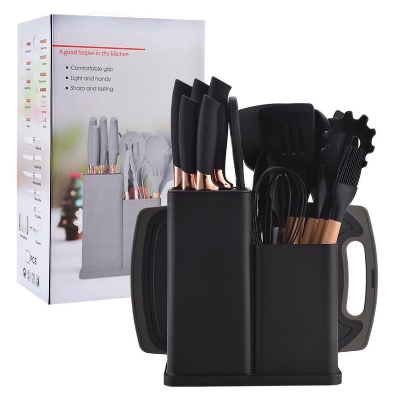 GENERICO - Set 19 Juegos Utensilios De Cocina De Silicona Con Soporte