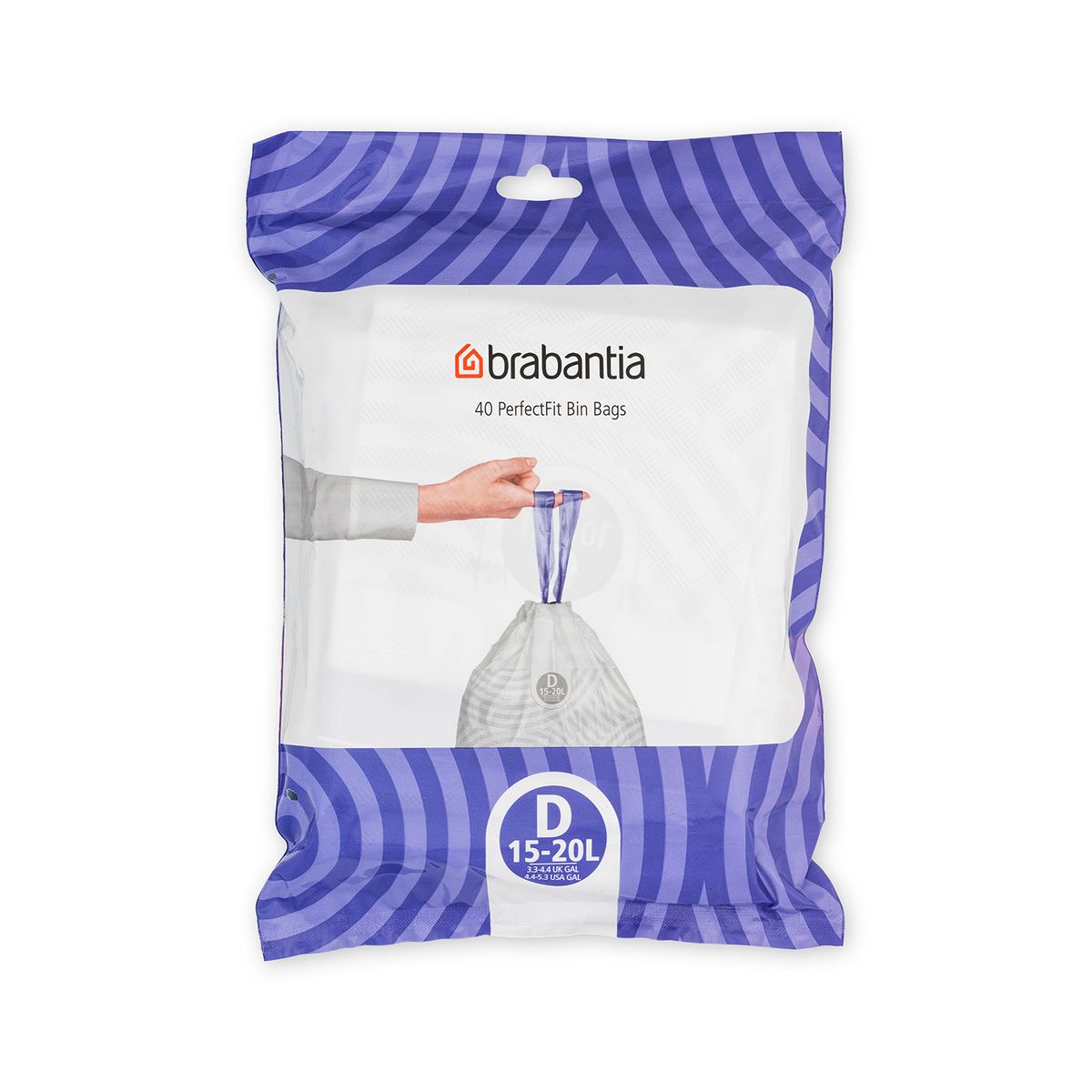 BRABANTIA - Bolsas de basura PerfectFit D 15-20 LT 40 bolsas