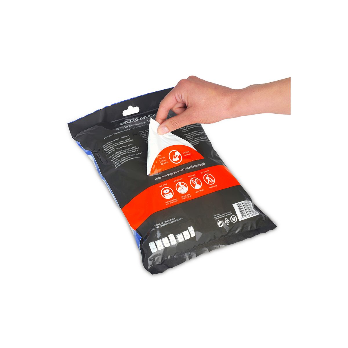 BRABANTIA - Bolsas de basura PerfectFit D 15-20 LT 40 bolsas