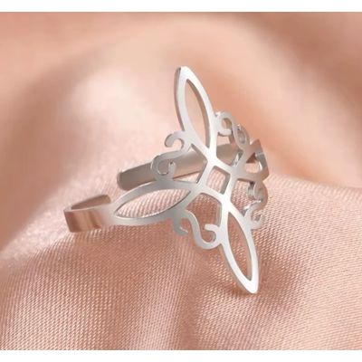 Imagen 2 del producto Anillo Ajustable Nudo De Brujas Acero Quirúrgico Amuleto