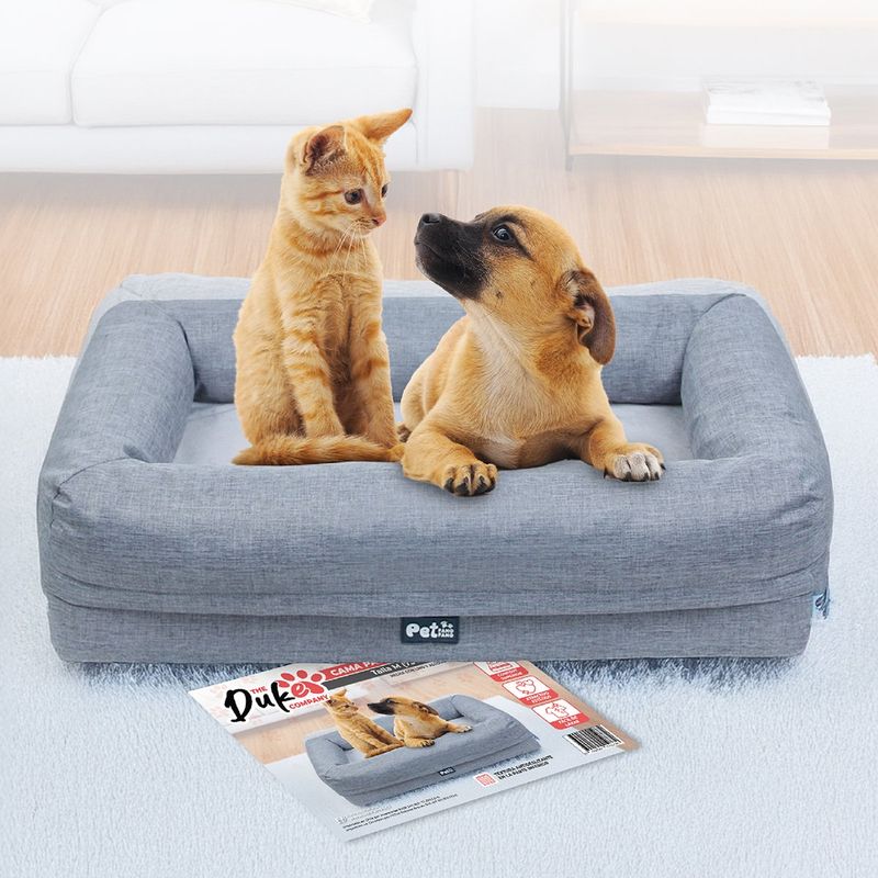 THE DUKE COMPANY - Cama de perro cuadrada talla M 73 x 50 x 16 cm Gris