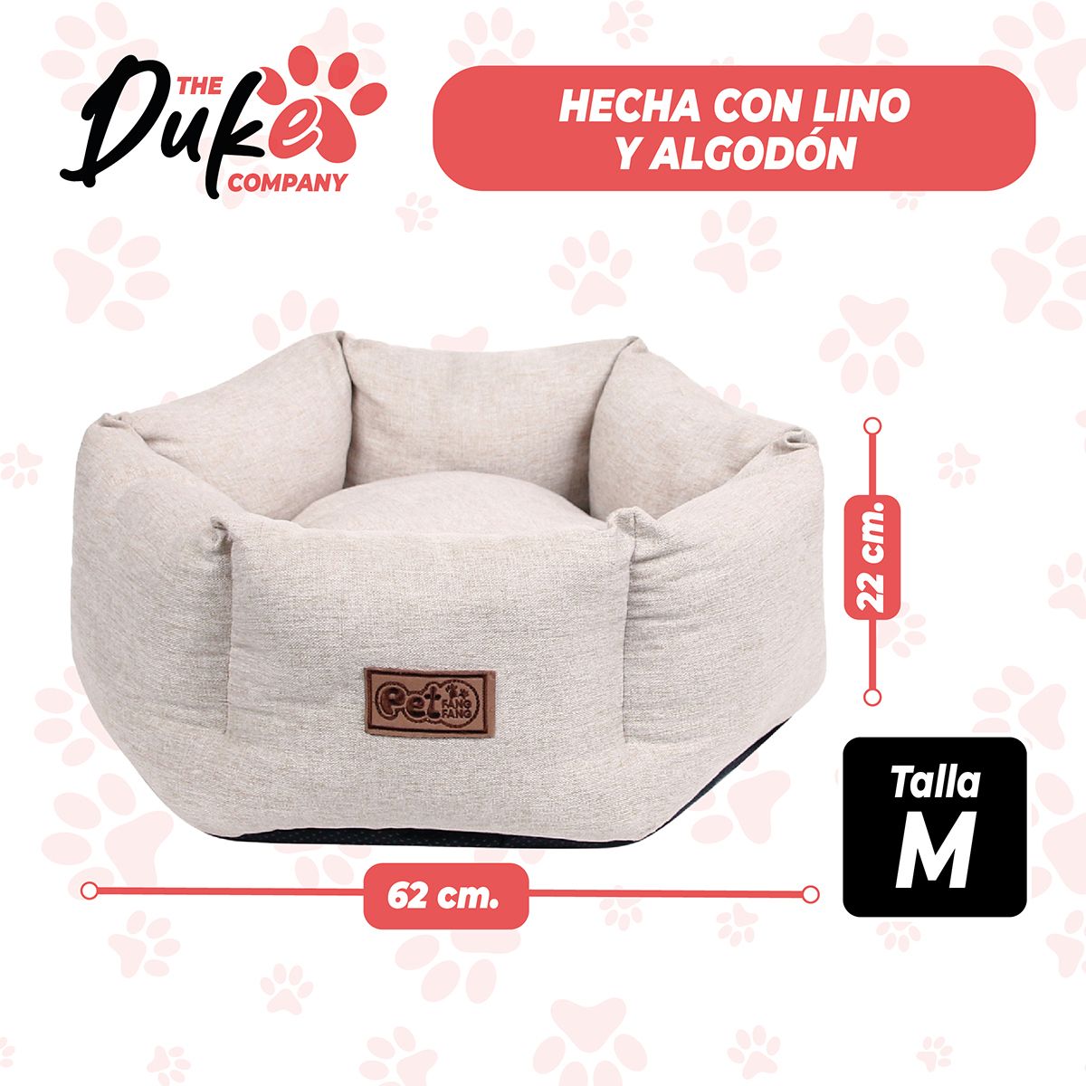 THE DUKE COMPANY - Cama de perro talla M The Duke Company 62 x 62 x 22 cm beige