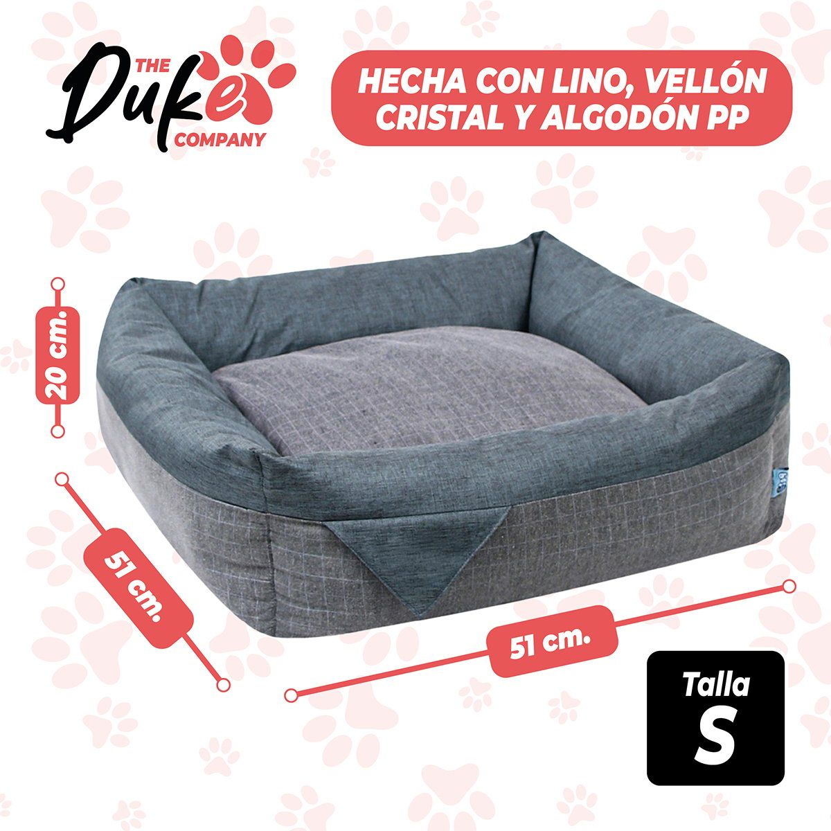 THE DUKE COMPANY - Cama Para Perro Mascotas Antiestres Lavable Duke Talla S