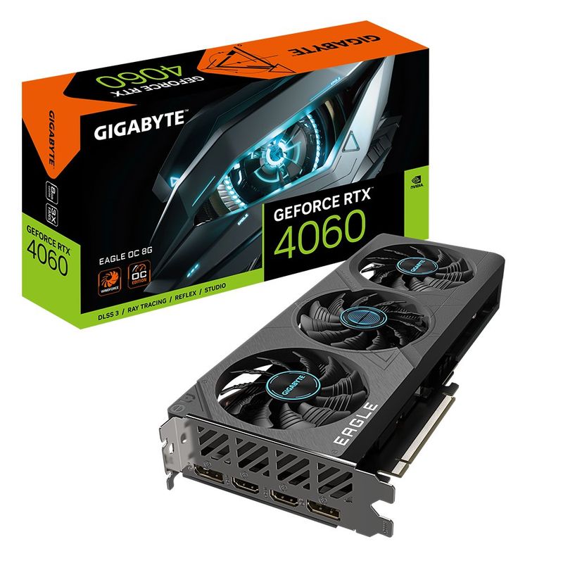 GIGABYTE - Tarjeta de Video GIGABYTE Nvidia GeForce RTX 4060 EAGLE OC, 8GB GDDR6