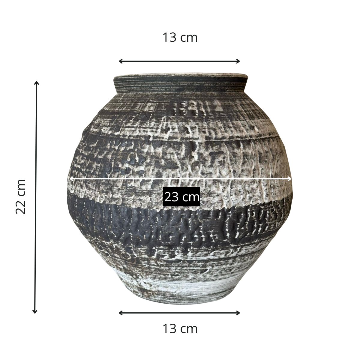 LE BOUQUET - Florero Rustico Cerámica Gris Jaspeado 22 Cm
