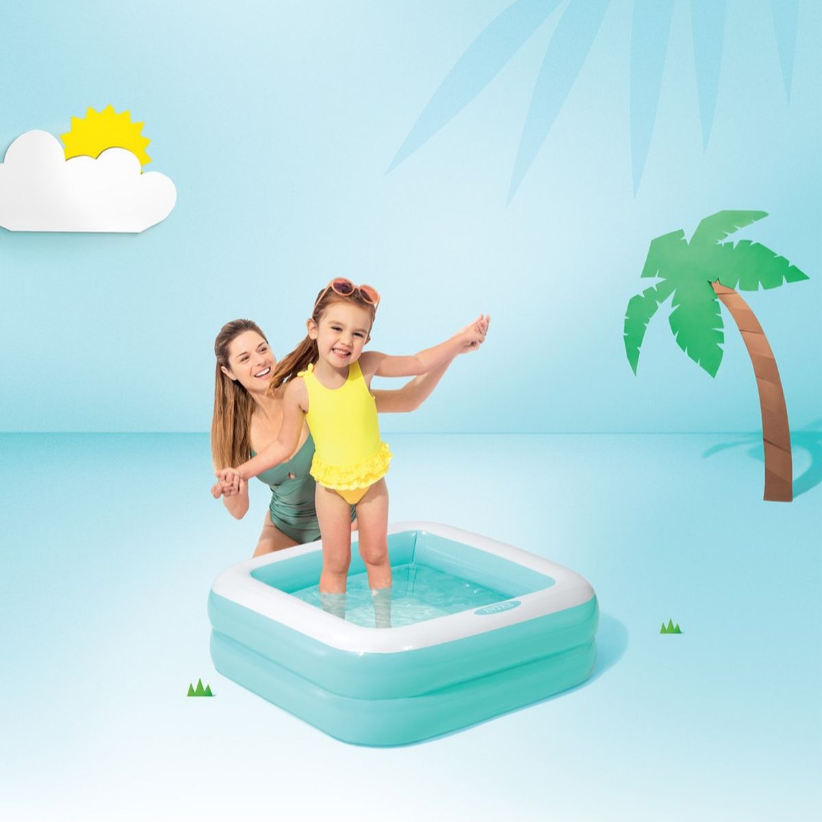 INTEX - Piscina Inflable para Niños Intex 86x86x25cm 57100NP Celeste