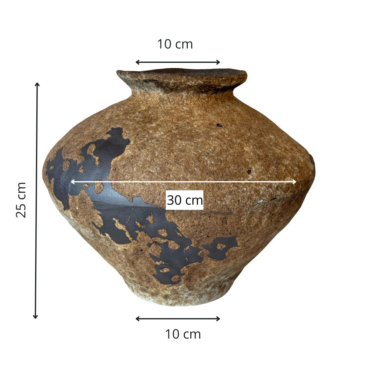 LE BOUQUET - Florero Vasija Rústico Cerámica Café 25 Cm