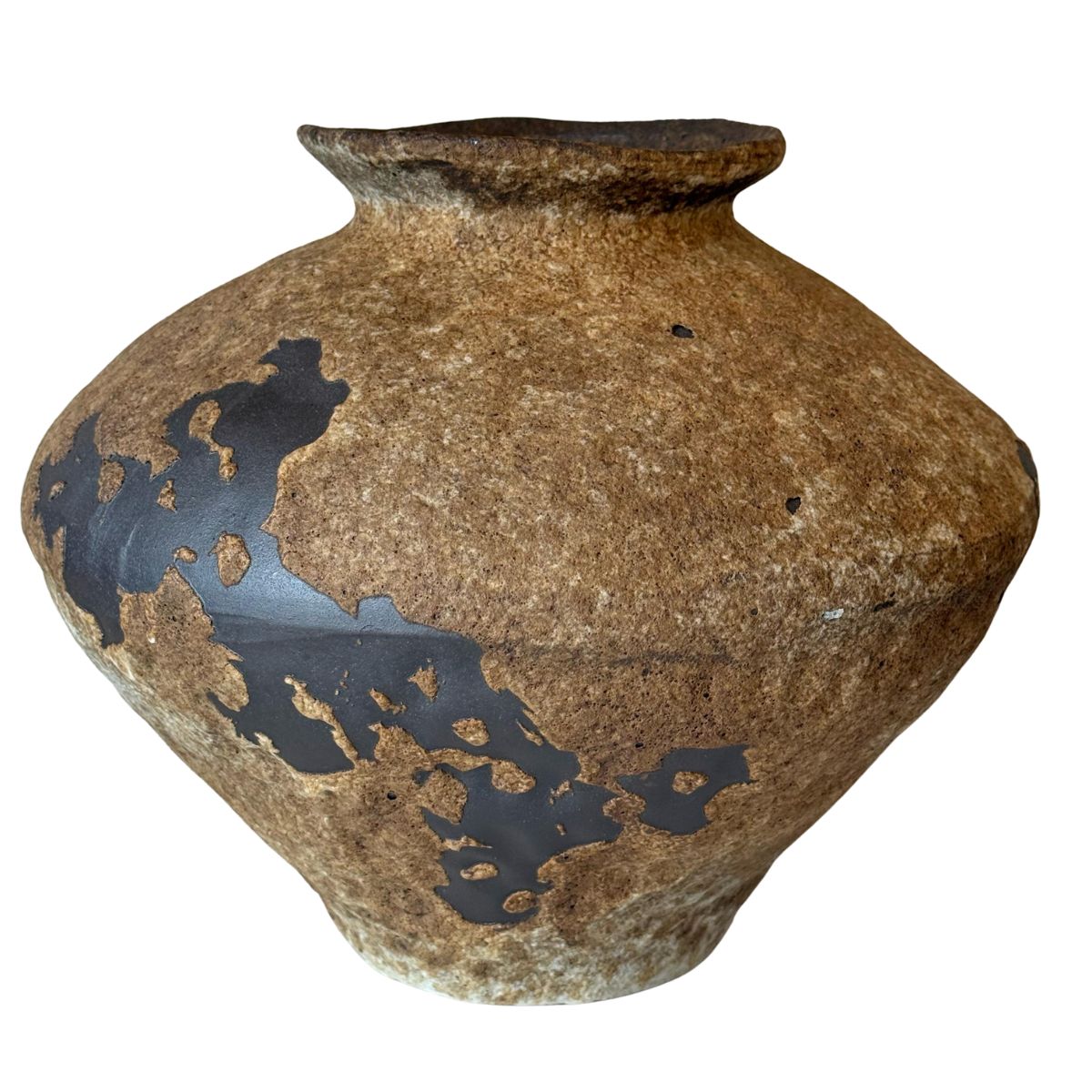 LE BOUQUET - Florero Vasija Rústico Cerámica Café 25 Cm