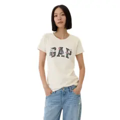 GAP - Polera Mujer Logo Manga Corta Floreado Blanco