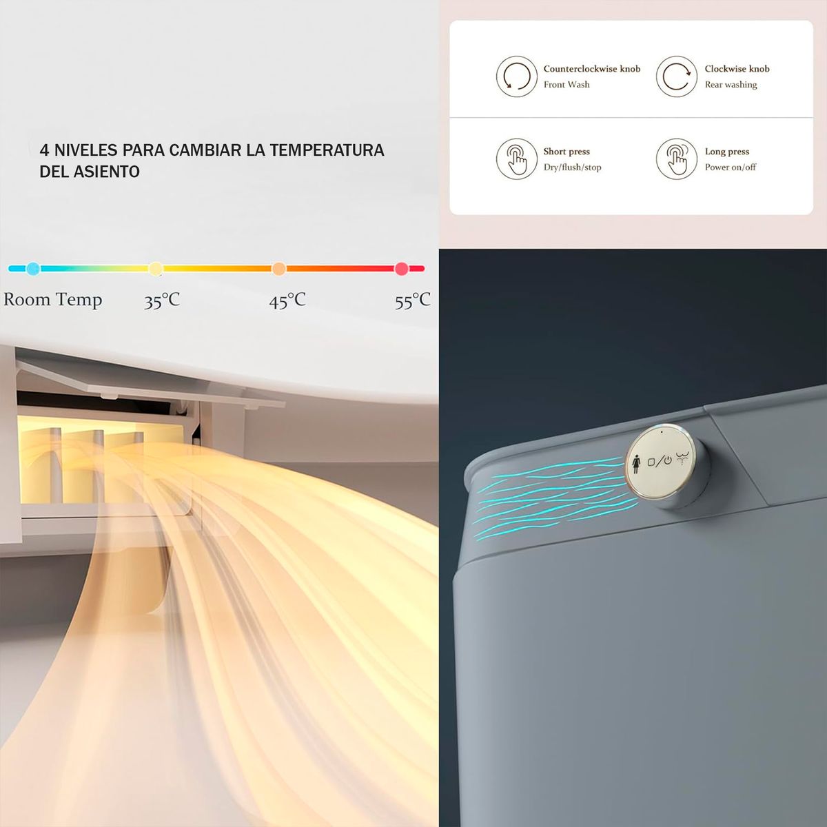 JOYTEK - WC Inodoro Inteligente Apertura/Cierre Manual Descarga a Piso 30 cm