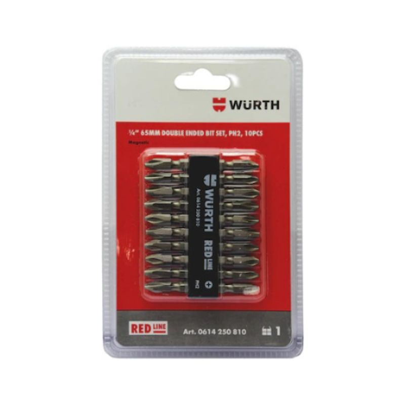 WURTH - SET DE PUNTAS PHILLIPS  DOBLE MAGNETICAS PH2  WURTH 10PCS