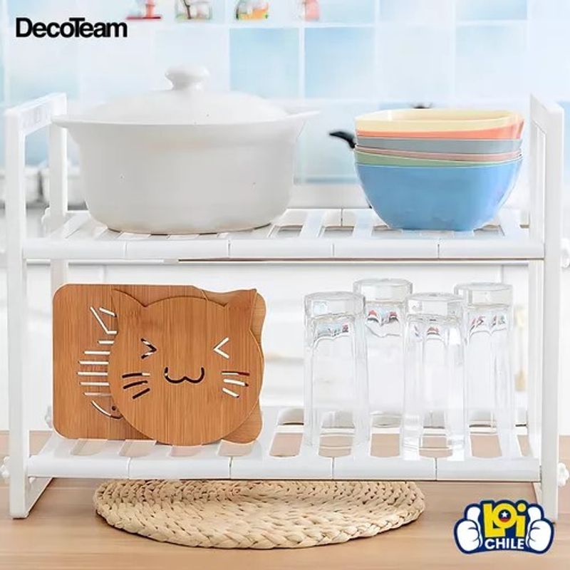 DECOTEAM - Estante Organizador Ajustable Decoteam 2 Niveles Multiuso Color Blanco