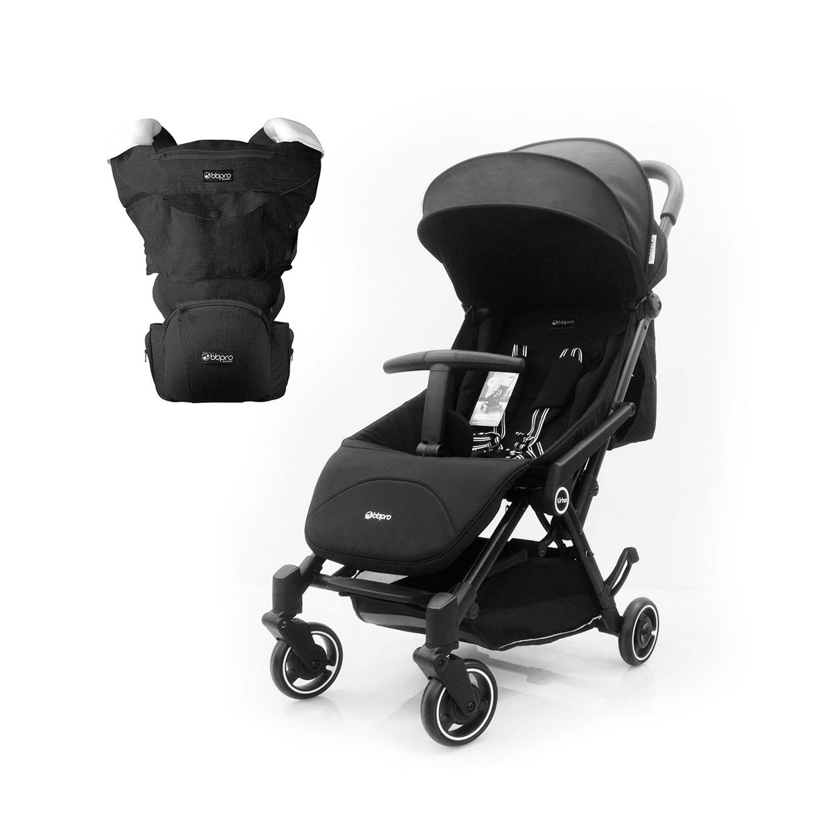 BBPRO - Pack Paseo Cómodo Bbpro  Coche Urban Negro + My Carrier