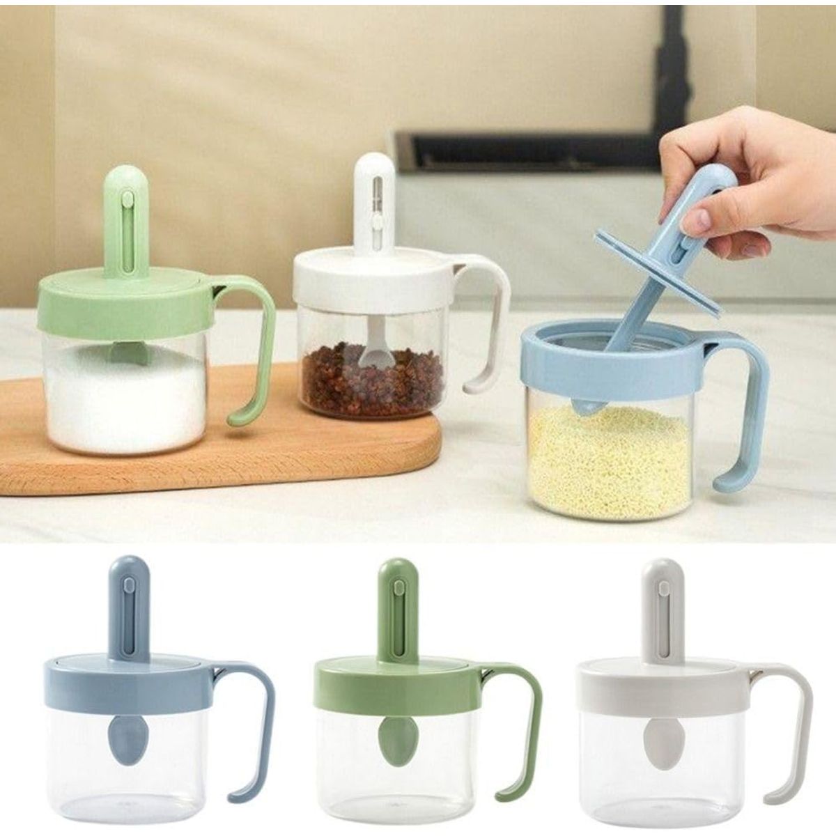 GENERICO - Tarro De Condimento Con Cuchara Para Cocina Colores