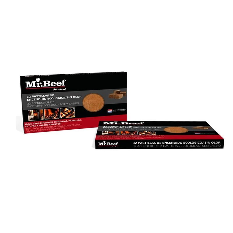 MR. BEEF - 32 Pastillas Iniciador De Fuego Ecologico Parrilla Sin Olor