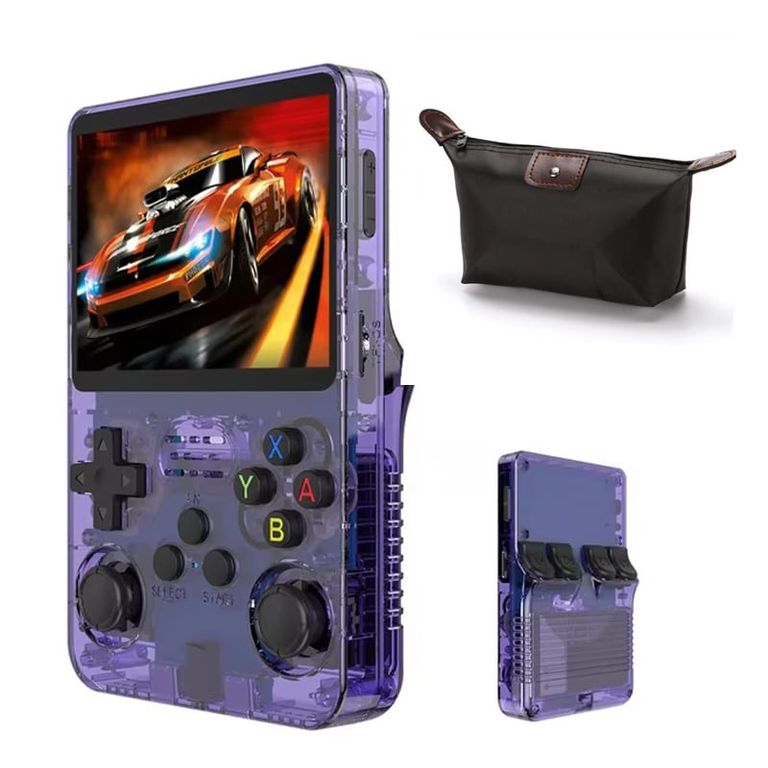 BRO TOUMI Consola de videojuegos Game R36S 64GB Morado y Estuche