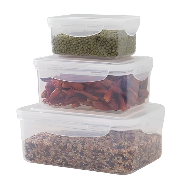 GENERICO - Set 3 Taper Hermetico De Plastico Envase Contenedor Comida