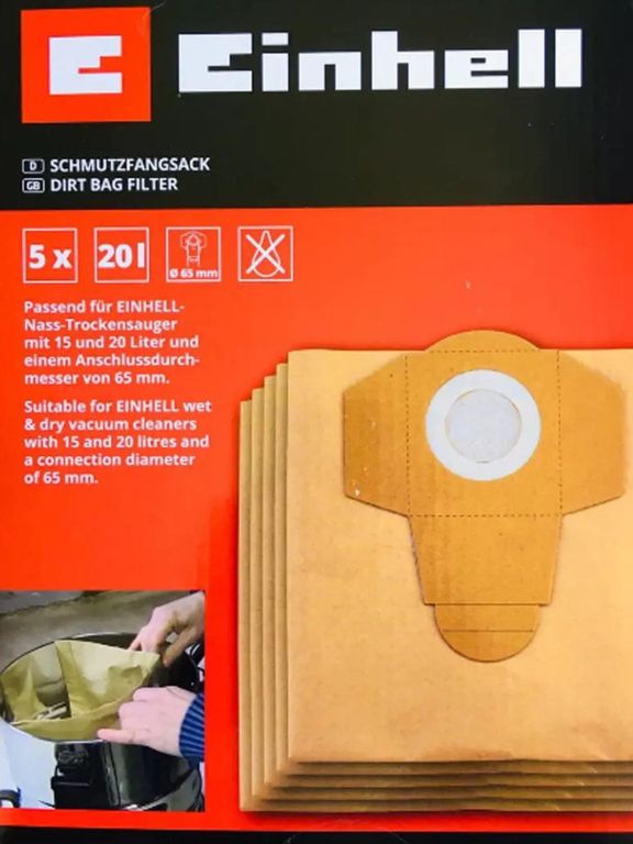 EINHELL Set 5 Bolsas De Repuesto Aspiradora 20 Lts 2351152
